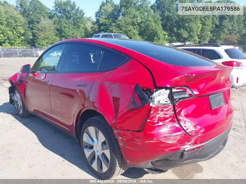 2023 Tesla Model Y Awd/Long Range Dual Motor All-Wheel Drive VIN: 7SAYGDEE8PA179586 Lot: 40245420