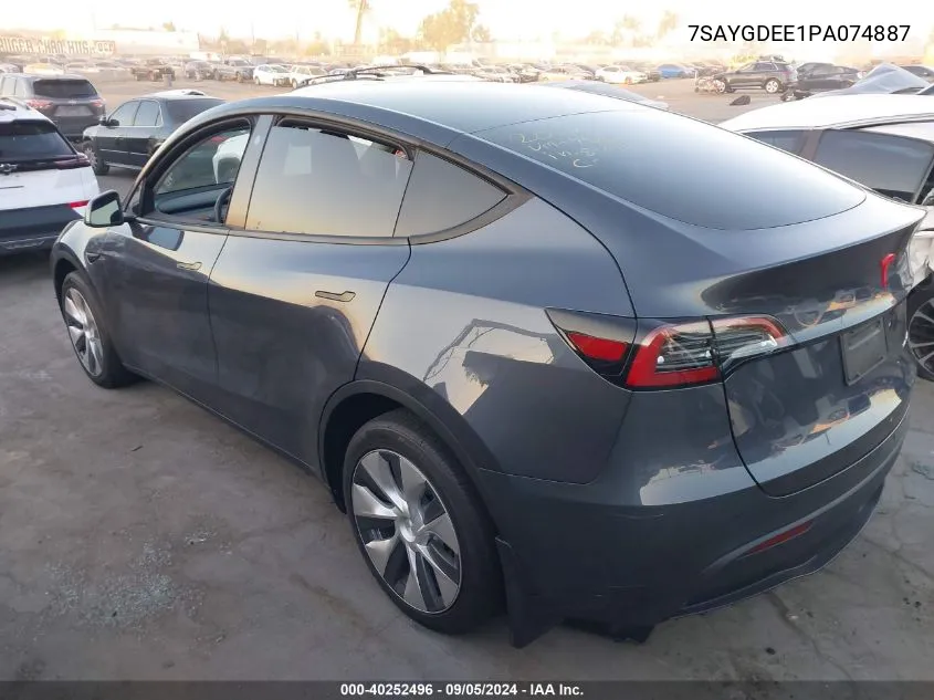 2023 Tesla Model Y Awd/Long Range Dual Motor All-Wheel Drive VIN: 7SAYGDEE1PA074887 Lot: 40252496