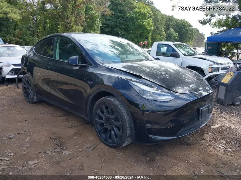 2023 Tesla Model Y Awd/Long Range Dual Motor All-Wheel Drive VIN: 7SAYGAEE5PF784022 Lot: 40254580