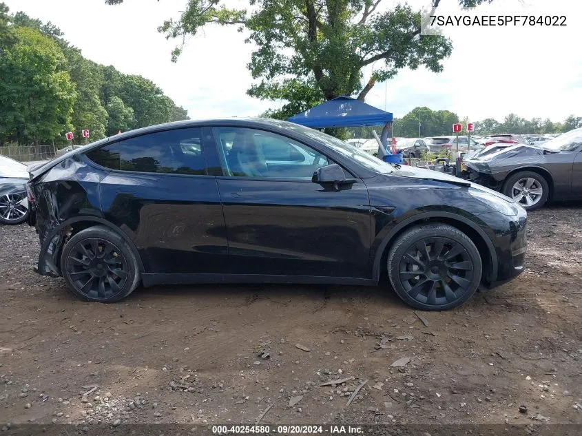 2023 Tesla Model Y Awd/Long Range Dual Motor All-Wheel Drive VIN: 7SAYGAEE5PF784022 Lot: 40254580