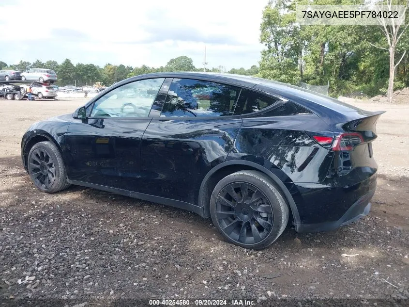 2023 Tesla Model Y Awd/Long Range Dual Motor All-Wheel Drive VIN: 7SAYGAEE5PF784022 Lot: 40254580