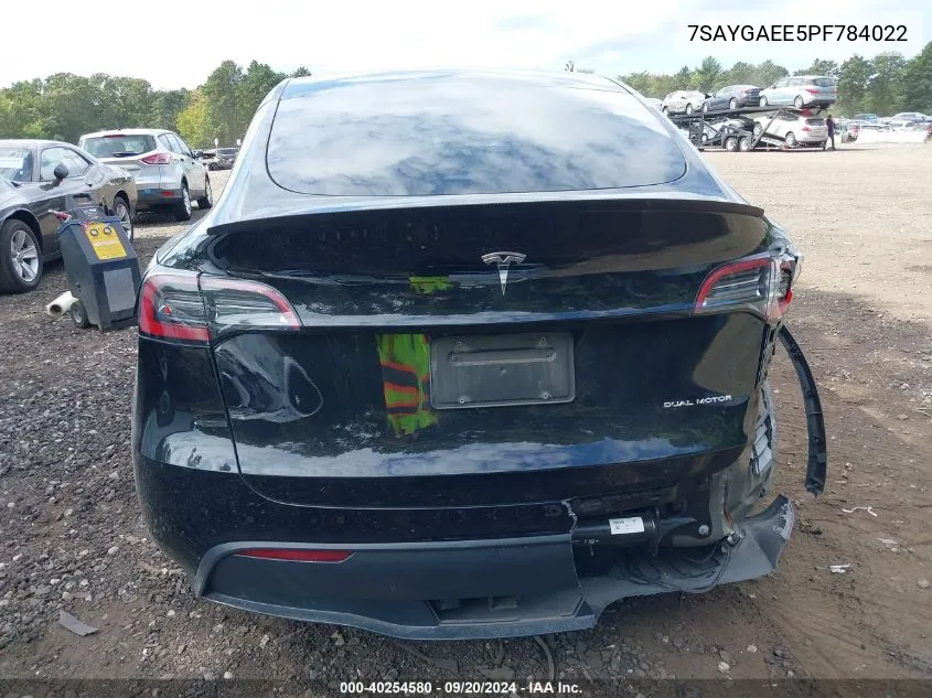 2023 Tesla Model Y Awd/Long Range Dual Motor All-Wheel Drive VIN: 7SAYGAEE5PF784022 Lot: 40254580