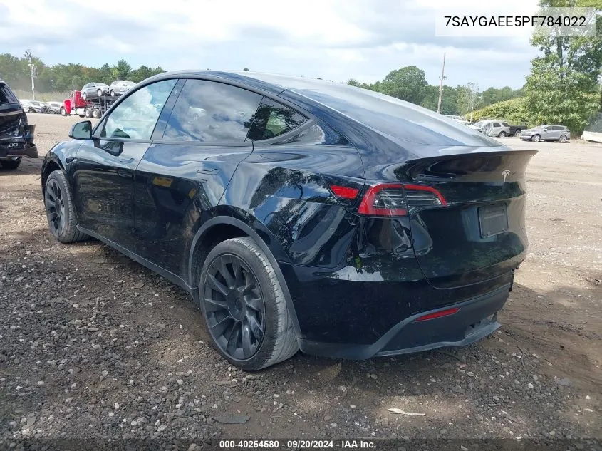 2023 Tesla Model Y Awd/Long Range Dual Motor All-Wheel Drive VIN: 7SAYGAEE5PF784022 Lot: 40254580