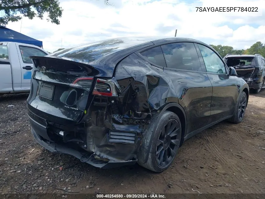 2023 Tesla Model Y Awd/Long Range Dual Motor All-Wheel Drive VIN: 7SAYGAEE5PF784022 Lot: 40254580