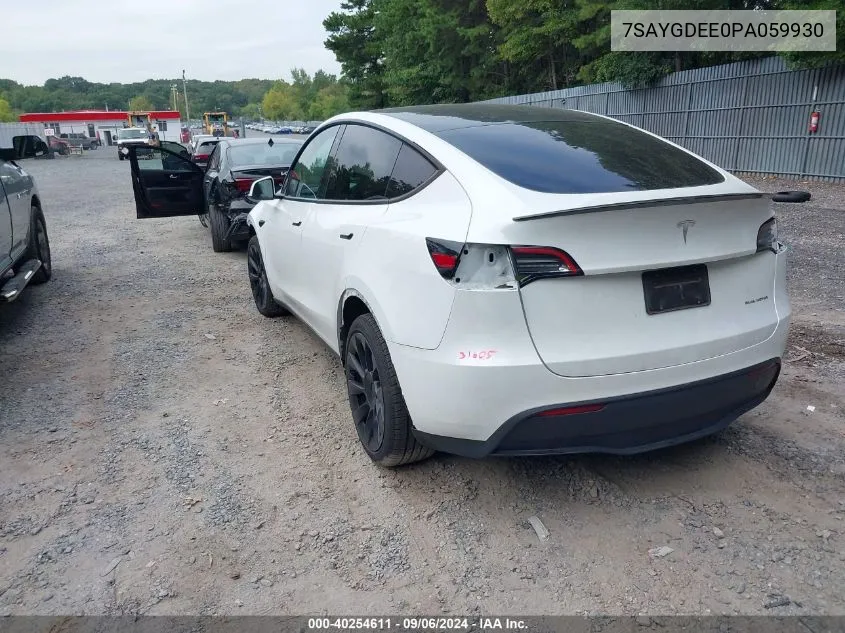 2023 Tesla Model Y Awd/Long Range Dual Motor All-Wheel Drive VIN: 7SAYGDEE0PA059930 Lot: 40254611