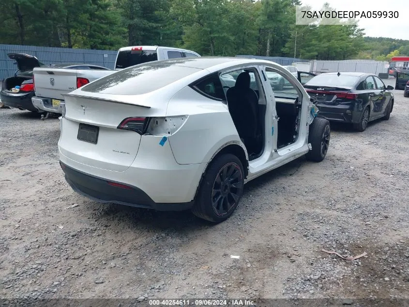 2023 Tesla Model Y Awd/Long Range Dual Motor All-Wheel Drive VIN: 7SAYGDEE0PA059930 Lot: 40254611