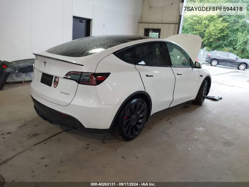 2023 Tesla Model Y VIN: 7SAYGDEF8PF594418 Lot: 40263131