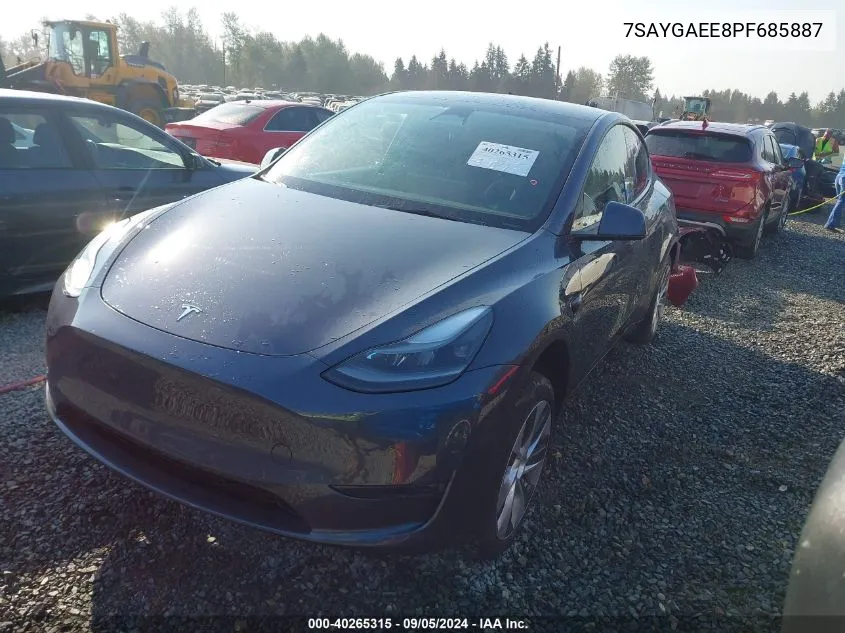 2023 Tesla Model Y Awd/Long Range Dual Motor All-Wheel Drive VIN: 7SAYGAEE8PF685887 Lot: 40265315