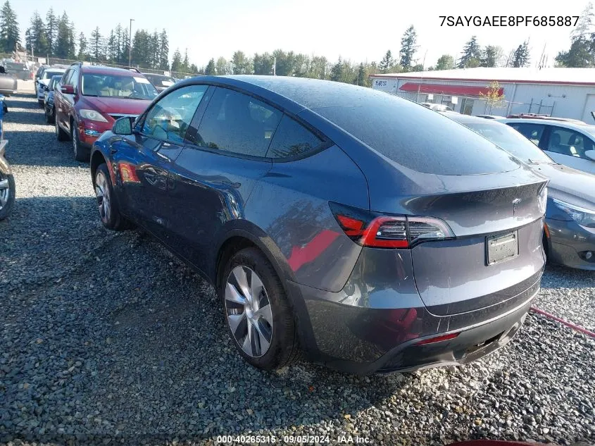 2023 Tesla Model Y Awd/Long Range Dual Motor All-Wheel Drive VIN: 7SAYGAEE8PF685887 Lot: 40265315