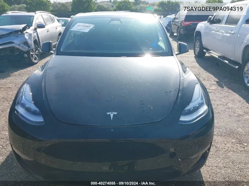 2023 Tesla Model Y VIN: 7SAYGDEE9PA094319 Lot: 40274555