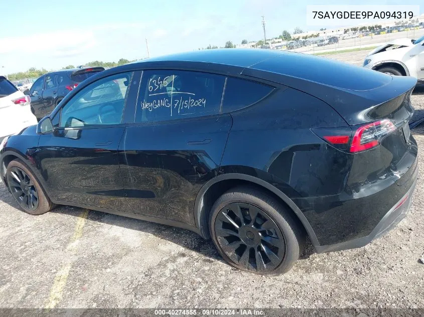 2023 Tesla Model Y VIN: 7SAYGDEE9PA094319 Lot: 40274555