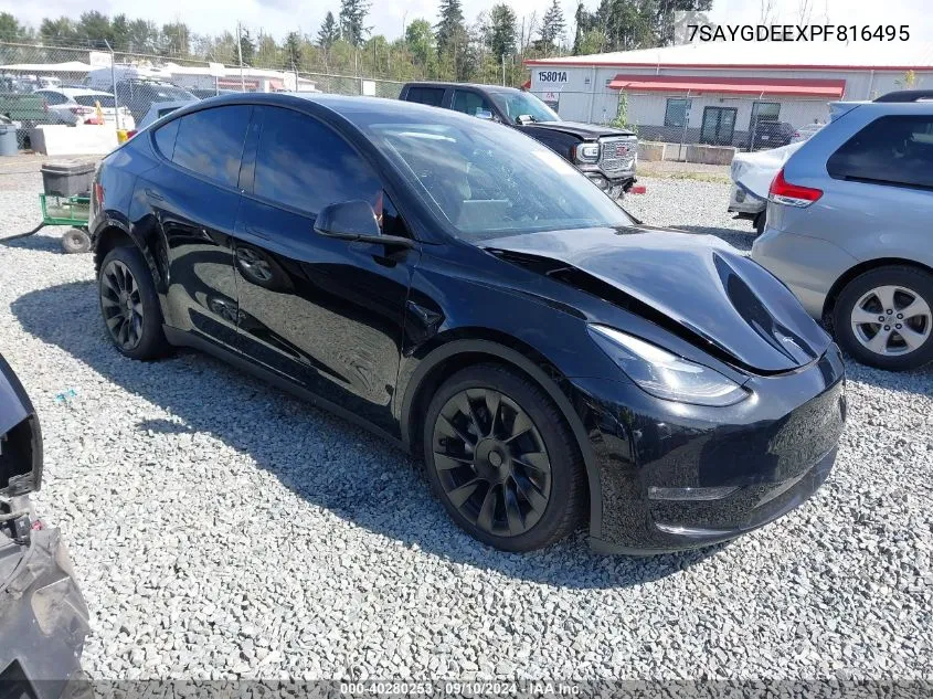 2023 Tesla Model Y Awd/Long Range Dual Motor All-Wheel Drive VIN: 7SAYGDEEXPF816495 Lot: 40280253