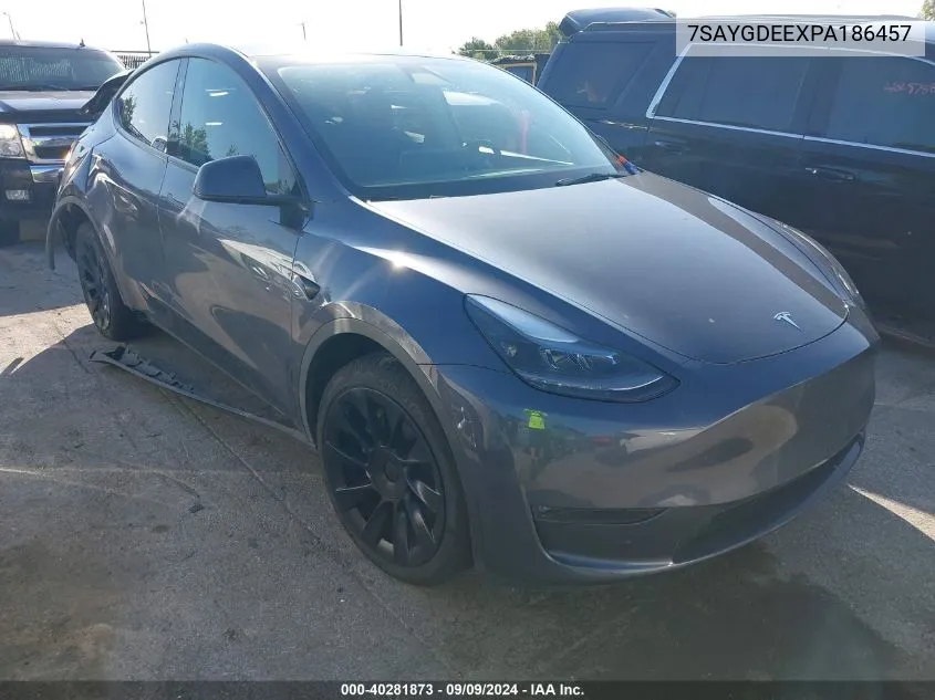 2023 Tesla Model Y Awd/Long Range Dual Motor All-Wheel Drive VIN: 7SAYGDEEXPA186457 Lot: 40281873