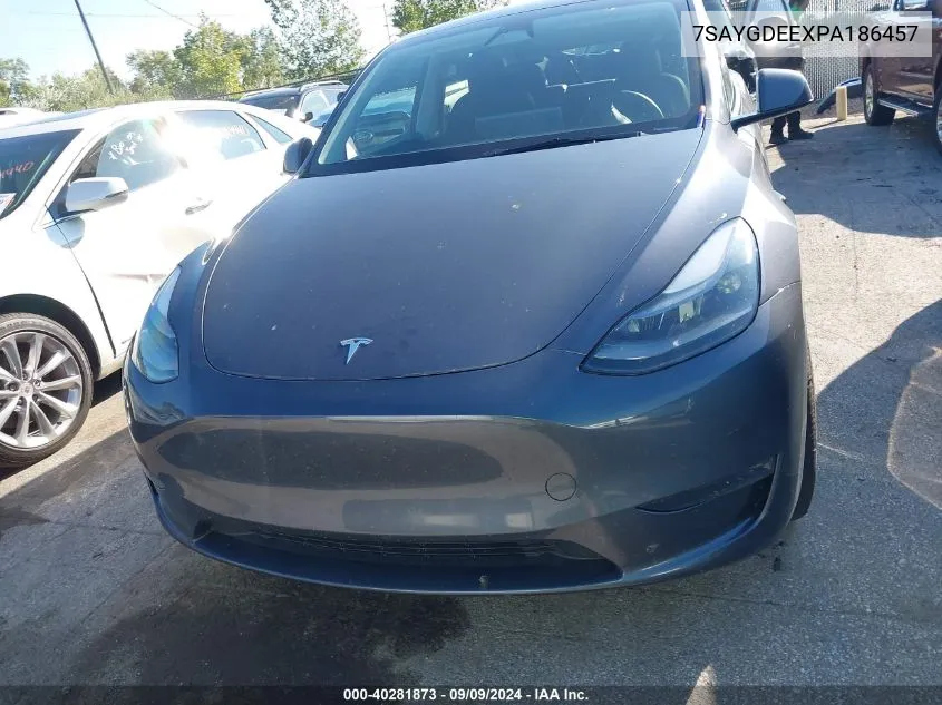 2023 Tesla Model Y Awd/Long Range Dual Motor All-Wheel Drive VIN: 7SAYGDEEXPA186457 Lot: 40281873