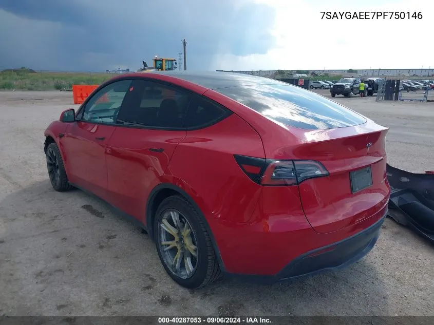 2023 Tesla Model Y Awd/Long Range Dual Motor All-Wheel Drive VIN: 7SAYGAEE7PF750146 Lot: 40287053