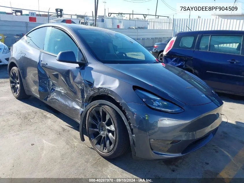 2023 Tesla Model Y Awd/Long Range Dual Motor All-Wheel Drive VIN: 7SAYGDEE8PF904509 Lot: 40287970