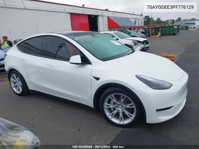 2023 Tesla Model Y Awd/Long Range Dual Motor All-Wheel Drive VIN: 7SAYGDEE3PF776129 Lot: 40290668