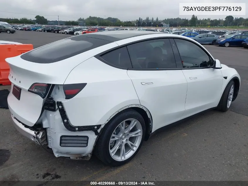 2023 Tesla Model Y Awd/Long Range Dual Motor All-Wheel Drive VIN: 7SAYGDEE3PF776129 Lot: 40290668