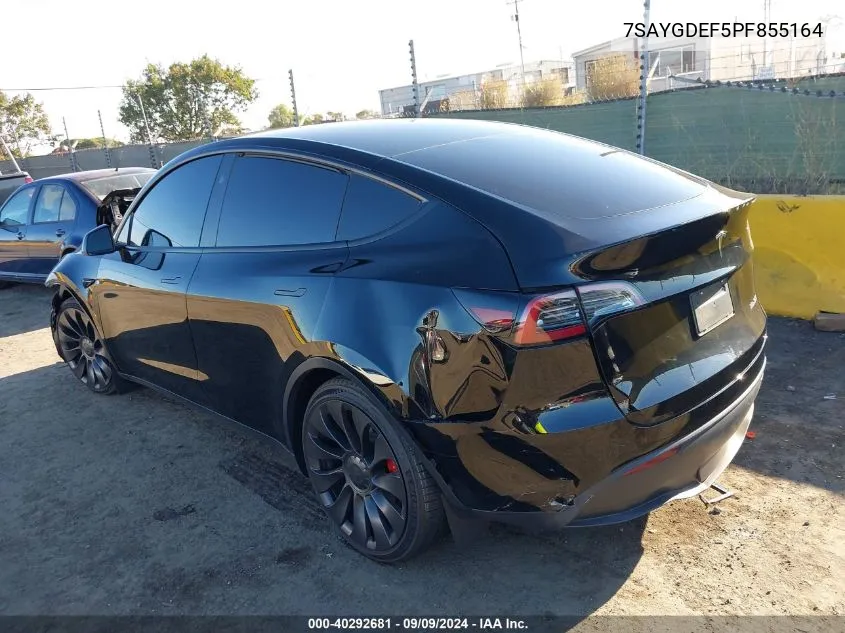 2023 Tesla Model Y Awd/Performance Dual Motor All-Wheel Drive VIN: 7SAYGDEF5PF855164 Lot: 40292681