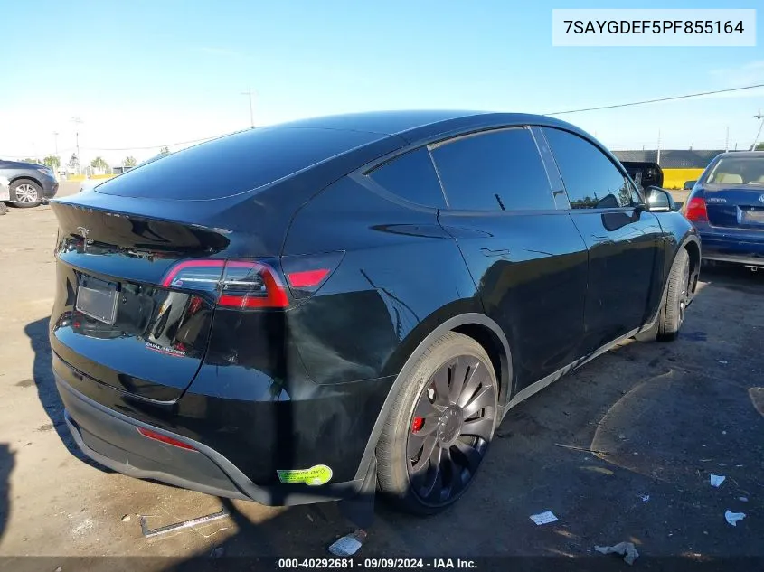 2023 Tesla Model Y Awd/Performance Dual Motor All-Wheel Drive VIN: 7SAYGDEF5PF855164 Lot: 40292681