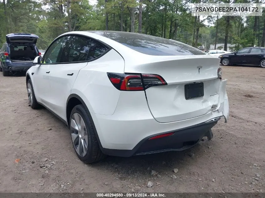 2023 Tesla Model Y VIN: 7SAYGDEE2PA104172 Lot: 40294580