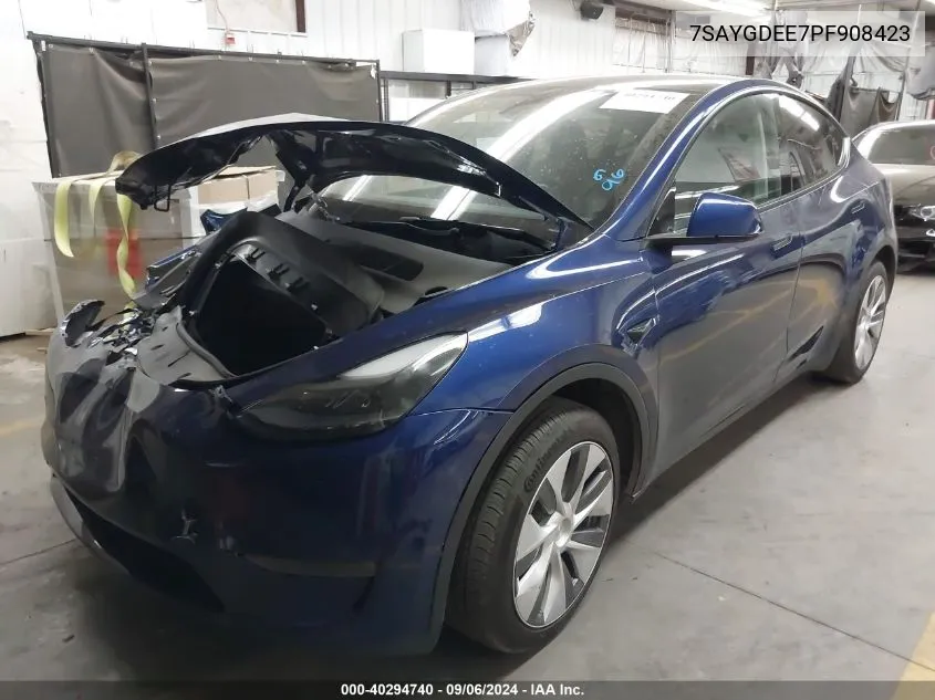 2023 Tesla Model Y Awd/Long Range Dual Motor All-Wheel Drive VIN: 7SAYGDEE7PF908423 Lot: 40294740