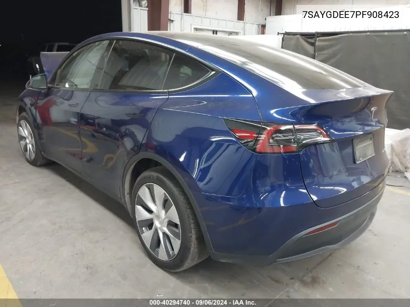 2023 Tesla Model Y Awd/Long Range Dual Motor All-Wheel Drive VIN: 7SAYGDEE7PF908423 Lot: 40294740