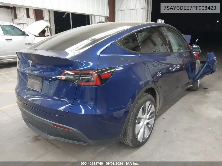 2023 Tesla Model Y Awd/Long Range Dual Motor All-Wheel Drive VIN: 7SAYGDEE7PF908423 Lot: 40294740