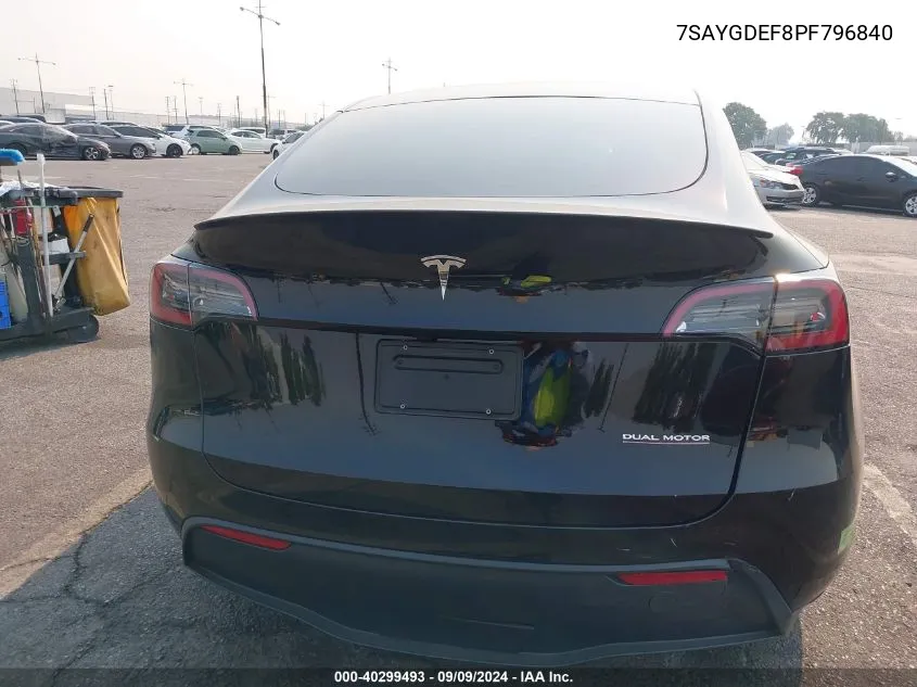 2023 Tesla Model Y Awd/Performance Dual Motor All-Wheel Drive VIN: 7SAYGDEF8PF796840 Lot: 40299493