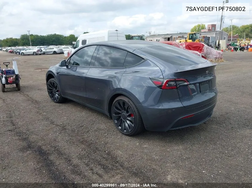 7SAYGDEF1PF750802 2023 Tesla Model Y Awd/Performance Dual Motor All-Wheel Drive