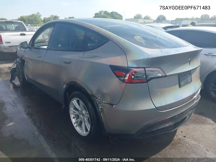 2023 Tesla Model Y VIN: 7SAYGDEE0PF671483 Lot: 40301742