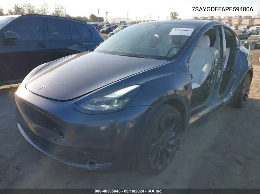 7SAYGDEF6PF594806 2023 Tesla Model Y Awd/Performance Dual Motor All-Wheel Drive