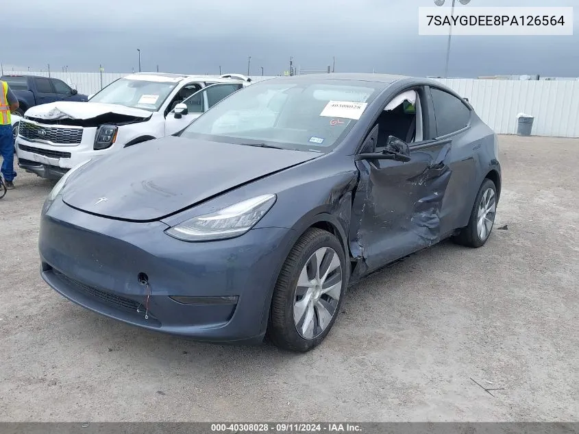 2023 Tesla Model Y Awd/Long Range Dual Motor All-Wheel Drive VIN: 7SAYGDEE8PA126564 Lot: 40308028