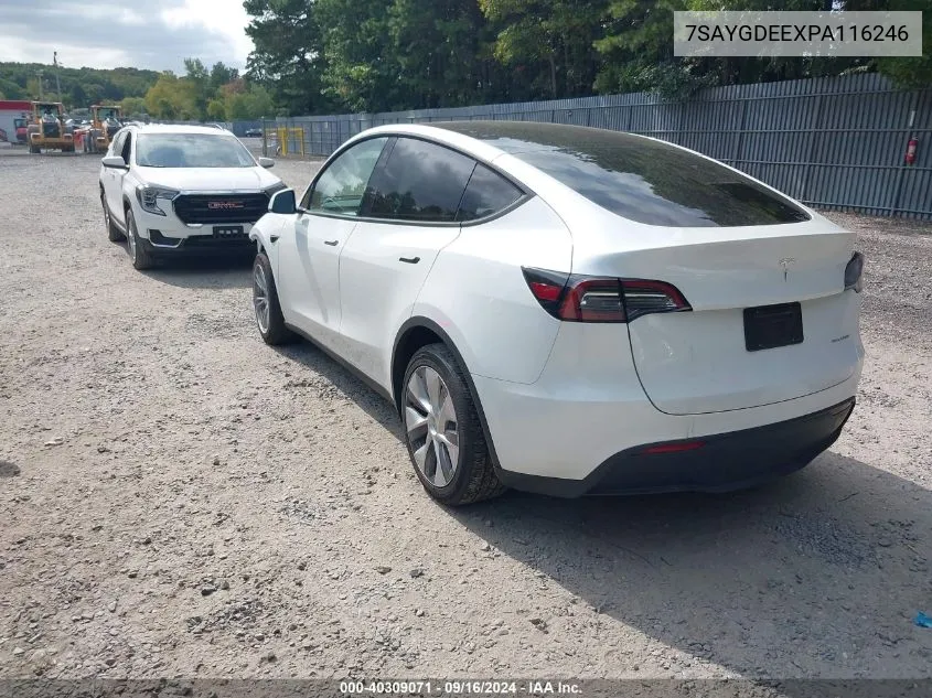 2023 Tesla Model Y Awd/Long Range Dual Motor All-Wheel Drive VIN: 7SAYGDEEXPA116246 Lot: 40309071