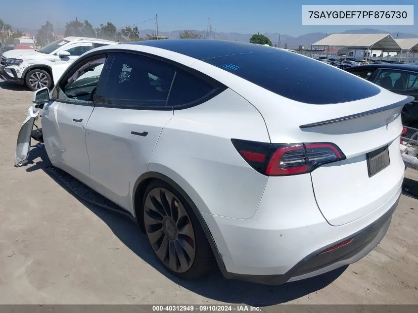 2023 Tesla Model Y VIN: 7SAYGDEF7PF876730 Lot: 40312949