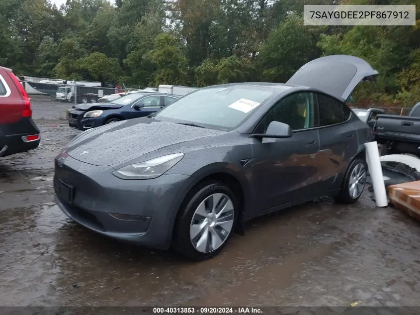 2023 Tesla Model Y Awd/Long Range Dual Motor All-Wheel Drive VIN: 7SAYGDEE2PF867912 Lot: 40313853