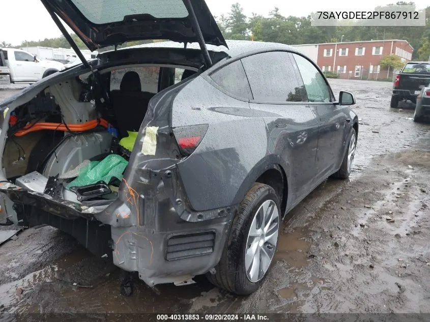 2023 Tesla Model Y Awd/Long Range Dual Motor All-Wheel Drive VIN: 7SAYGDEE2PF867912 Lot: 40313853