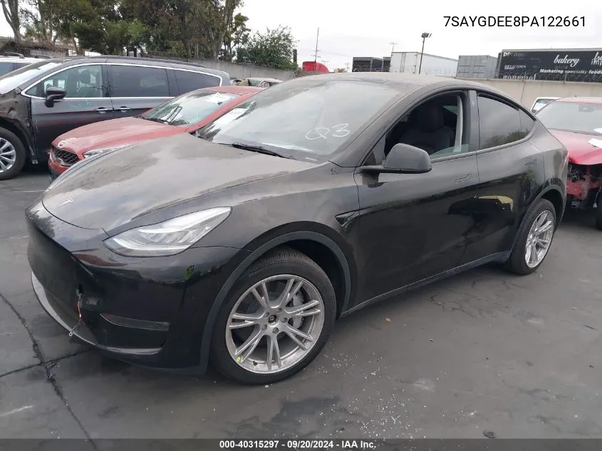 2023 Tesla Model Y Awd/Long Range Dual Motor All-Wheel Drive VIN: 7SAYGDEE8PA122661 Lot: 40315297