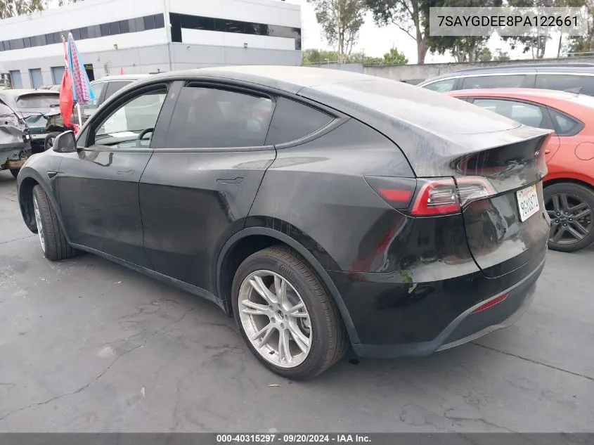 2023 Tesla Model Y Awd/Long Range Dual Motor All-Wheel Drive VIN: 7SAYGDEE8PA122661 Lot: 40315297