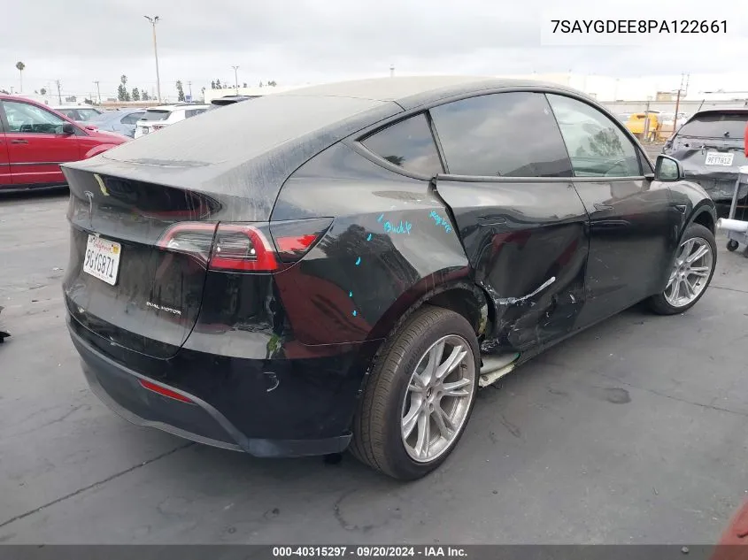 2023 Tesla Model Y Awd/Long Range Dual Motor All-Wheel Drive VIN: 7SAYGDEE8PA122661 Lot: 40315297