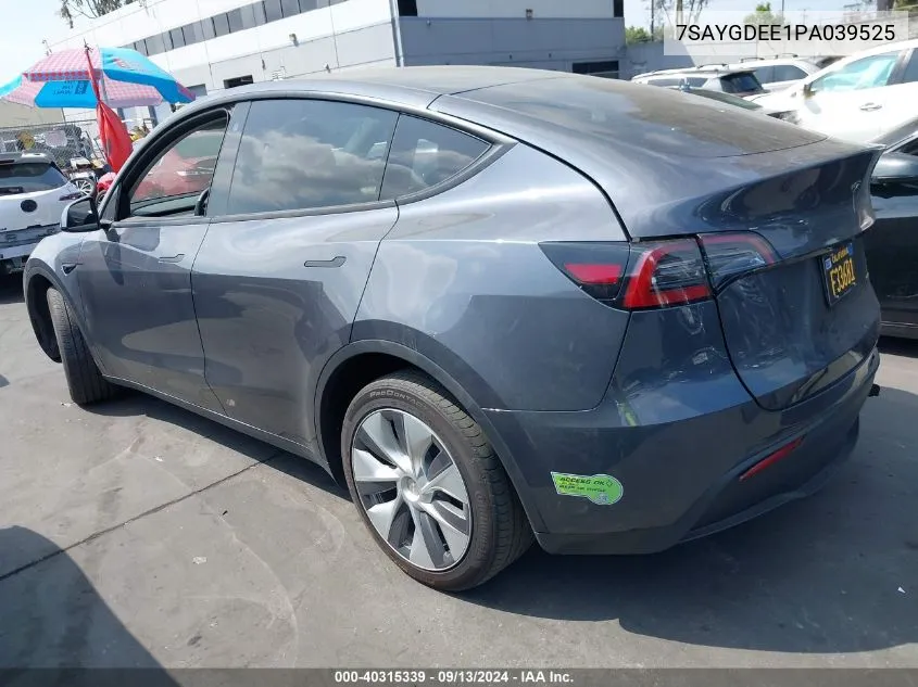 2023 Tesla Model Y Awd/Long Range Dual Motor All-Wheel Drive VIN: 7SAYGDEE1PA039525 Lot: 40315339