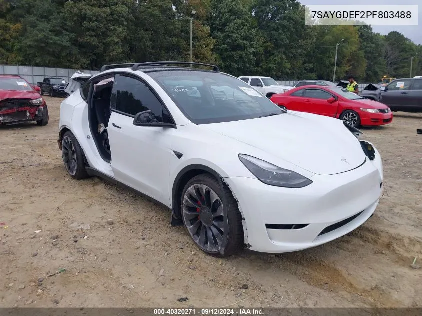 2023 Tesla Model Y VIN: 7SAYGDEF2PF803488 Lot: 40320271