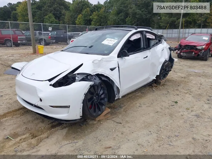 2023 Tesla Model Y VIN: 7SAYGDEF2PF803488 Lot: 40320271