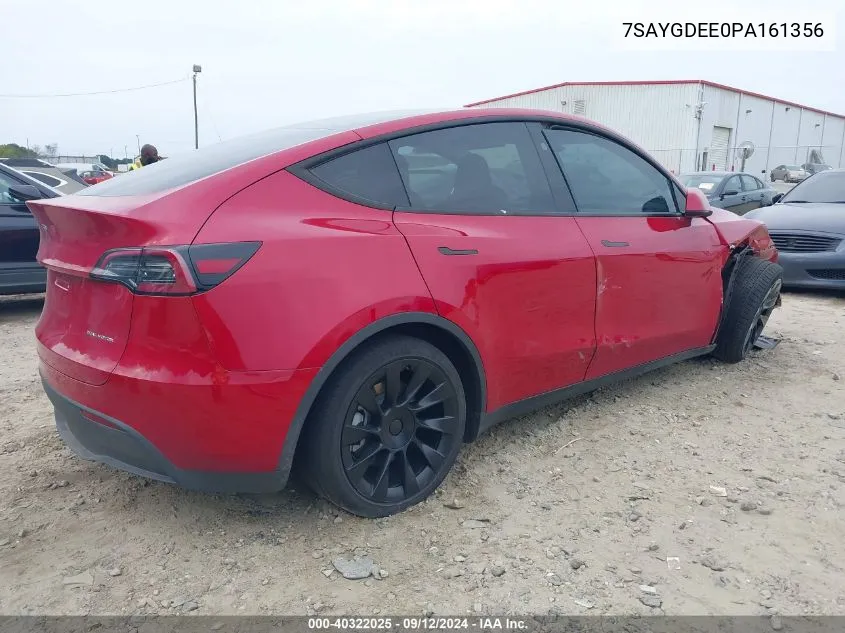 2023 Tesla Model Y Awd/Long Range Dual Motor All-Wheel Drive VIN: 7SAYGDEE0PA161356 Lot: 40322025