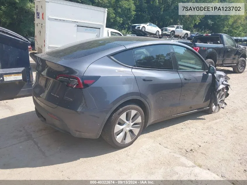 2023 Tesla Model Y VIN: 7SAYGDEE1PA123702 Lot: 40322674