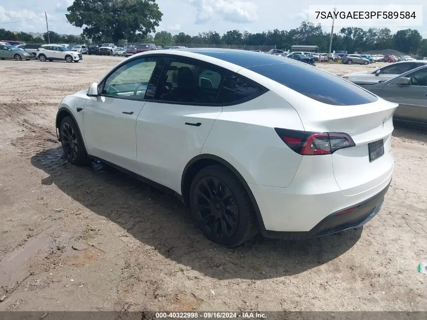 2023 Tesla Model Y VIN: 7SAYGAEE3PF589584 Lot: 40322998