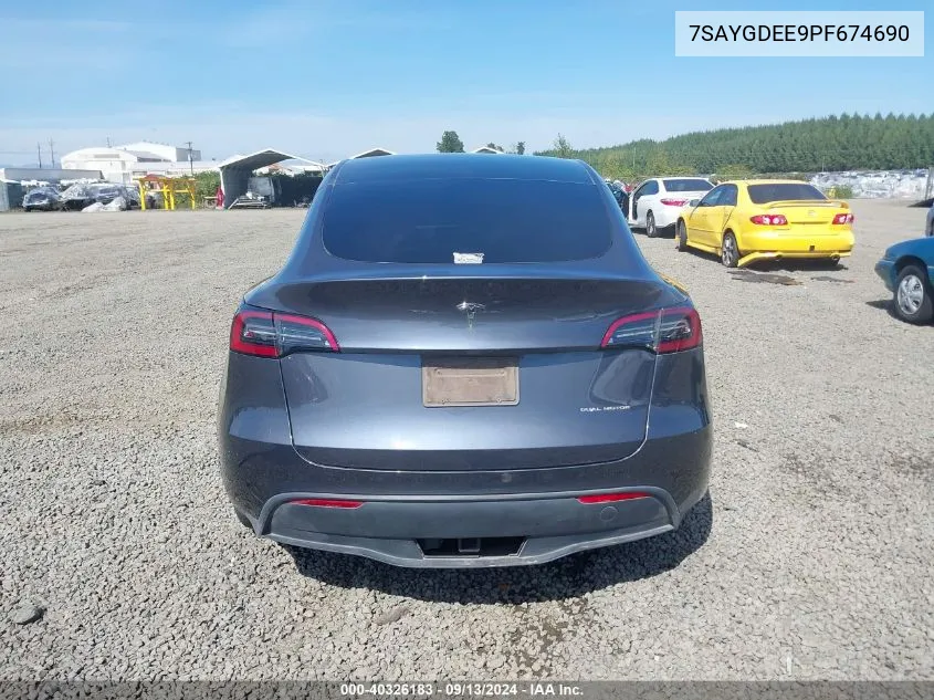 2023 Tesla Model Y Awd/Long Range Dual Motor All-Wheel Drive VIN: 7SAYGDEE9PF674690 Lot: 40719127