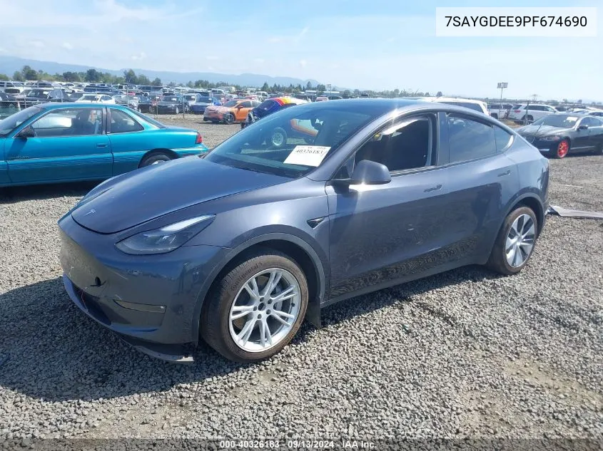 2023 Tesla Model Y Awd/Long Range Dual Motor All-Wheel Drive VIN: 7SAYGDEE9PF674690 Lot: 40719127