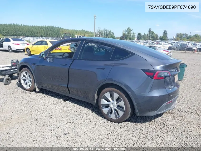 2023 Tesla Model Y Awd/Long Range Dual Motor All-Wheel Drive VIN: 7SAYGDEE9PF674690 Lot: 40719127