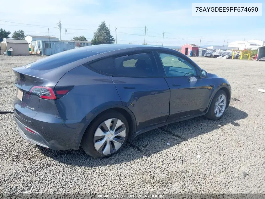 2023 Tesla Model Y Awd/Long Range Dual Motor All-Wheel Drive VIN: 7SAYGDEE9PF674690 Lot: 40719127